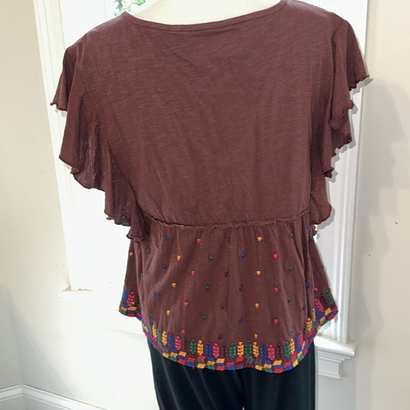 Anthropologie Cotton Embroidered Boho Tee, Small, NWOT - Picture 4 of 7